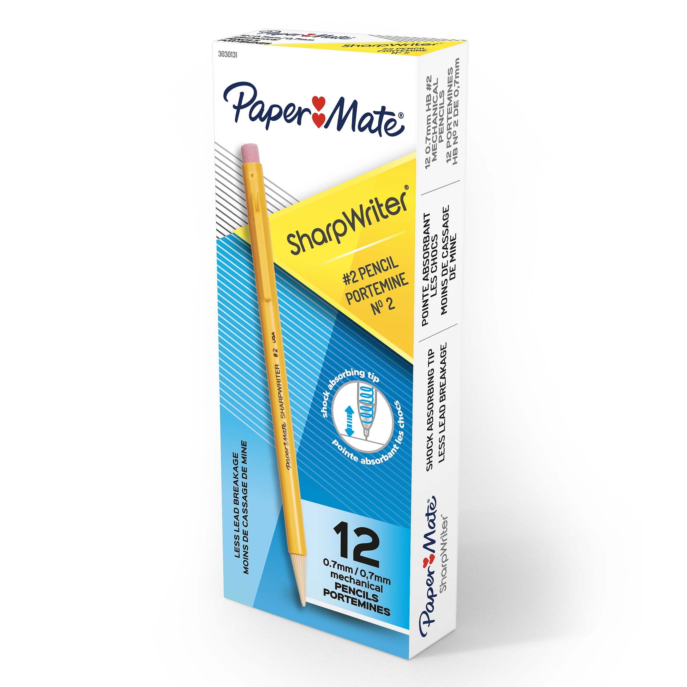 Paper Mate SharpWriter Mechanical Pencils, 0.7mm, HB #2, Yellow, 12 Count
