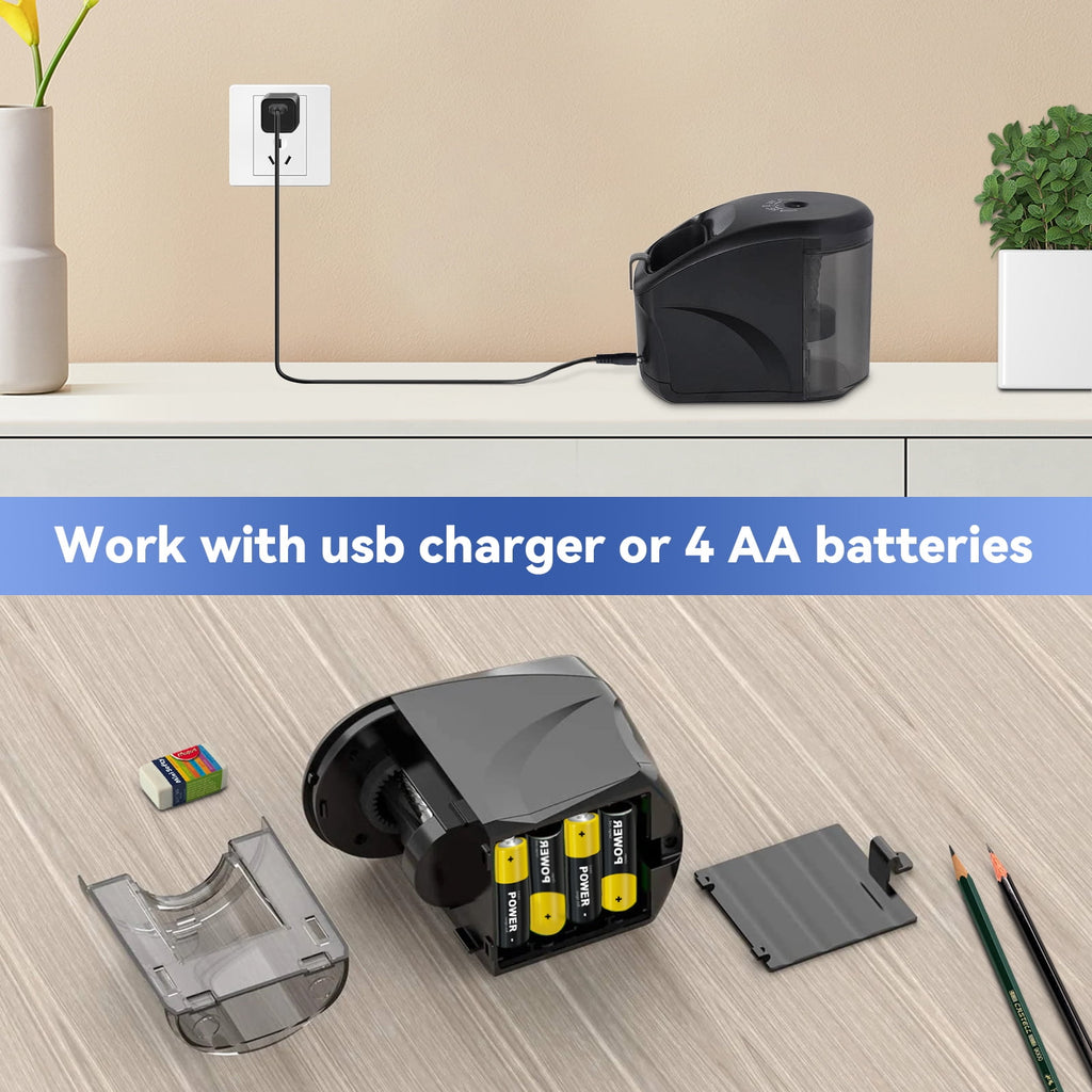 AGCAN Electric Pencil Sharpener with Helical Blade for 6-8mm Standard/Colored Pencils, Electric Pencil Sharpeners Plug in with Adapter for Office, Home