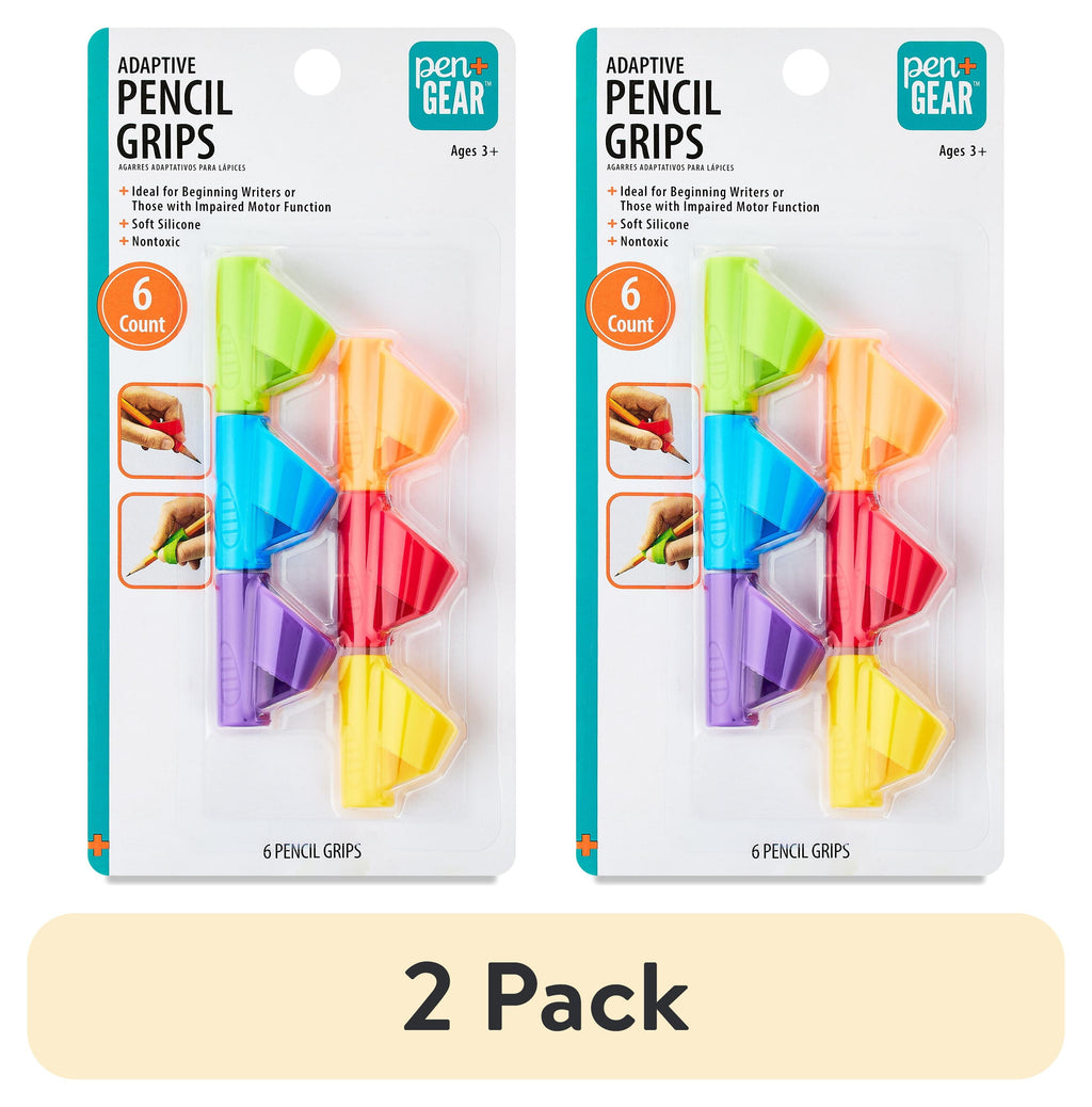(2 pack) Pen+Gear Silicone Pencil Grip, Multicolor, 6 Count
