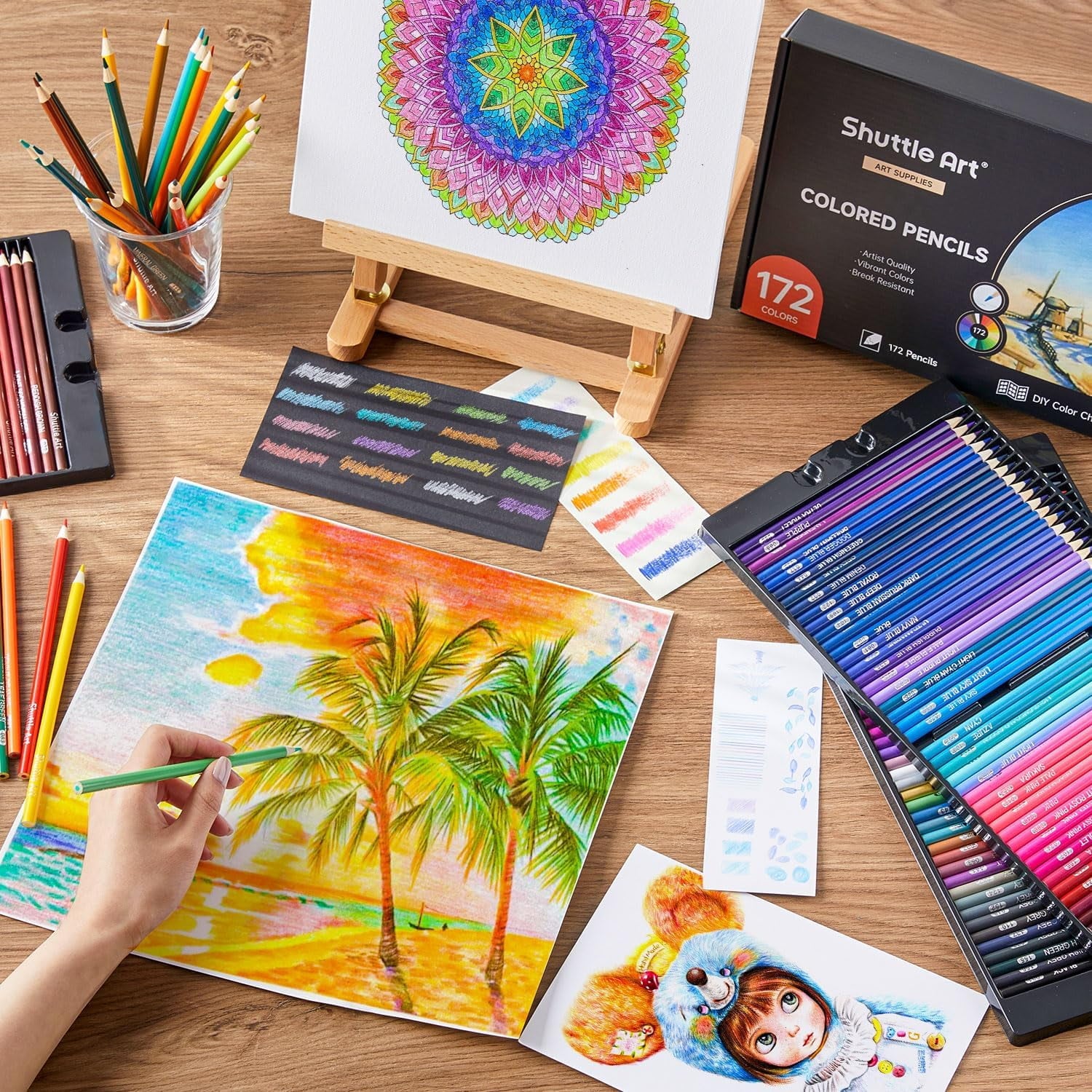 172 Colored Pencils, Shuttle Art Soft Core Color Pencil Set for Adult Coloring Books Artist Drawing Sketching Crafting