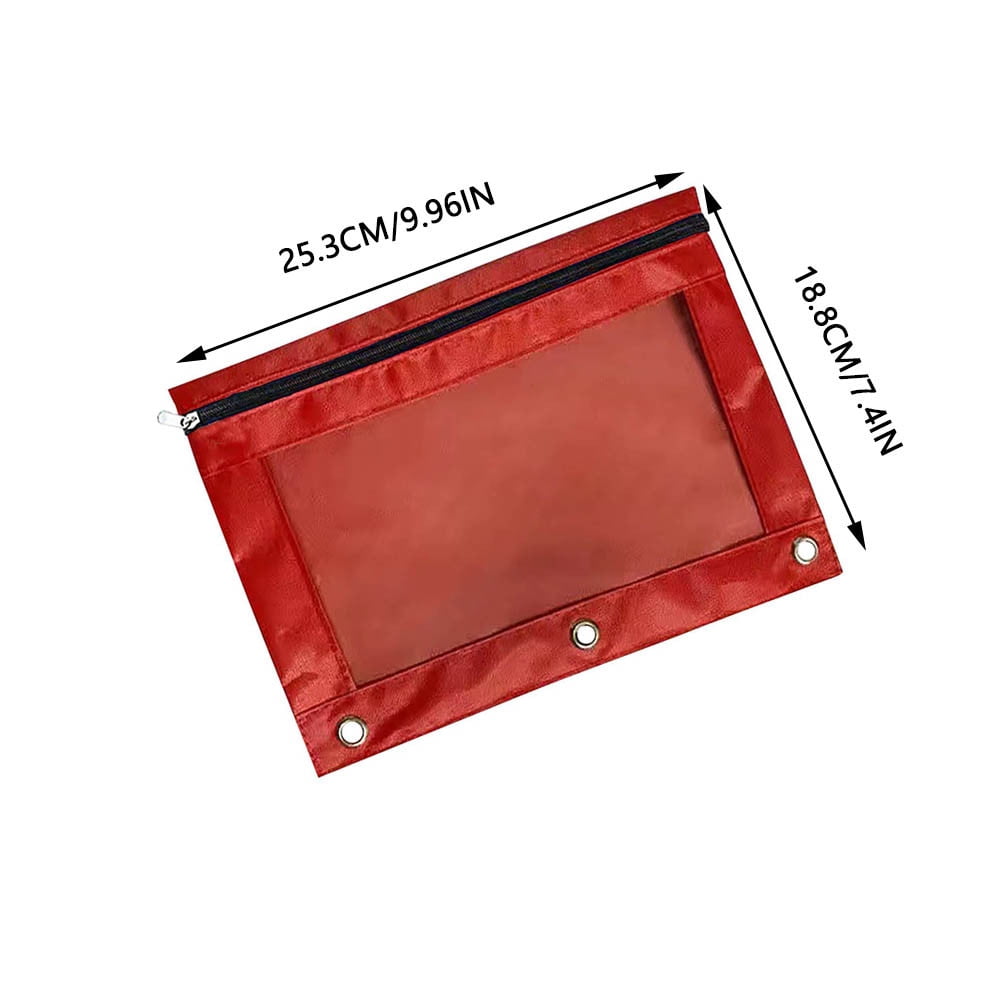 Blukids Pencil Pouch for 3 Ring Binder, Pencil Pouch with Double Pocket, Double Zipper Pencil Pouches,Pencil Bag with Mesh Window Pencil Pouches,Binder Pencil Pouch for Office Products Pen Bag(Red)