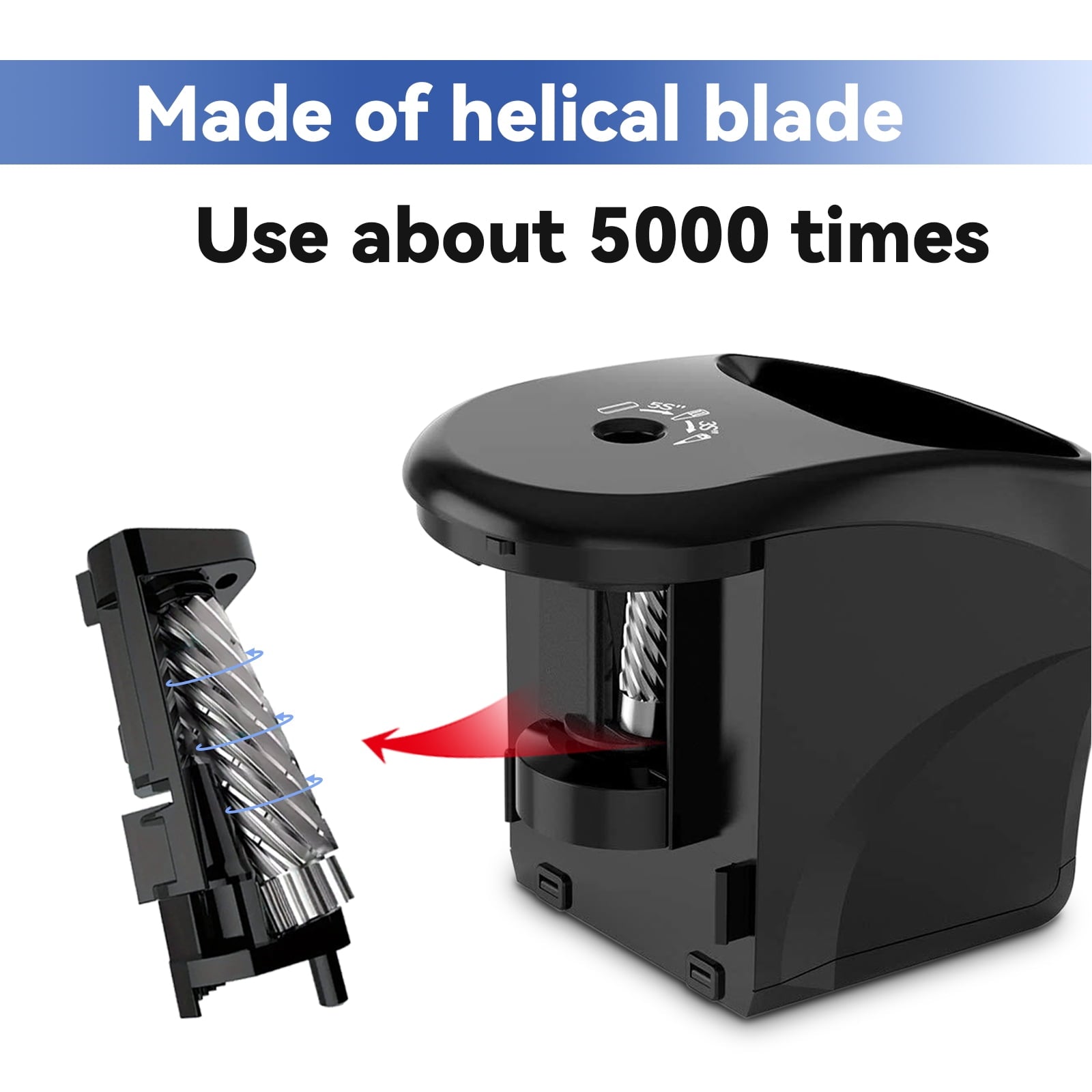 AGCAN Electric Pencil Sharpener with Helical Blade for 6-8mm Standard/Colored Pencils, Electric Pencil Sharpeners Plug in with Adapter for Office, Home