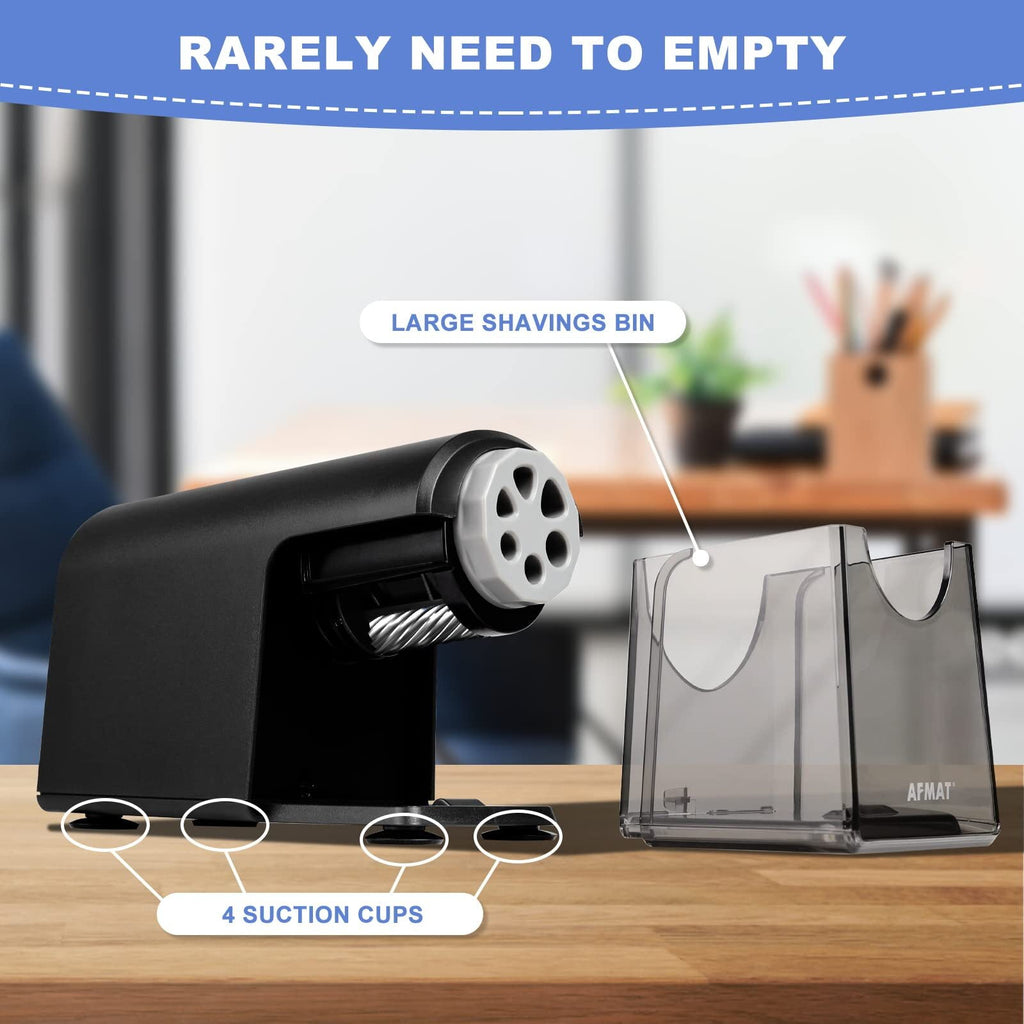 AFMAT Heavy Duty Electric Pencil Sharpener for Classroom,6 Holes, Electric Pencil Sharpeners for Home, Pencil Sharpener Plug in for 6-11mm Pencils,Auto Stop, Super Fast,Never Eat Pencils, New,Black