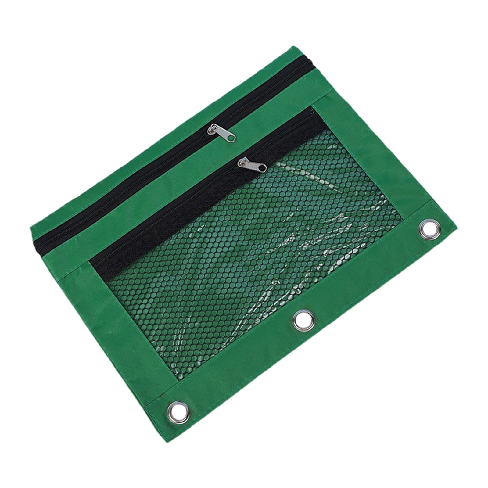 3-Ring Binder Zipper Pouch: Dual-Compartment Clear Window Pencil Case for Pens Cosmetics - 10" x 7.5" Office Travel Organizer(Blue)