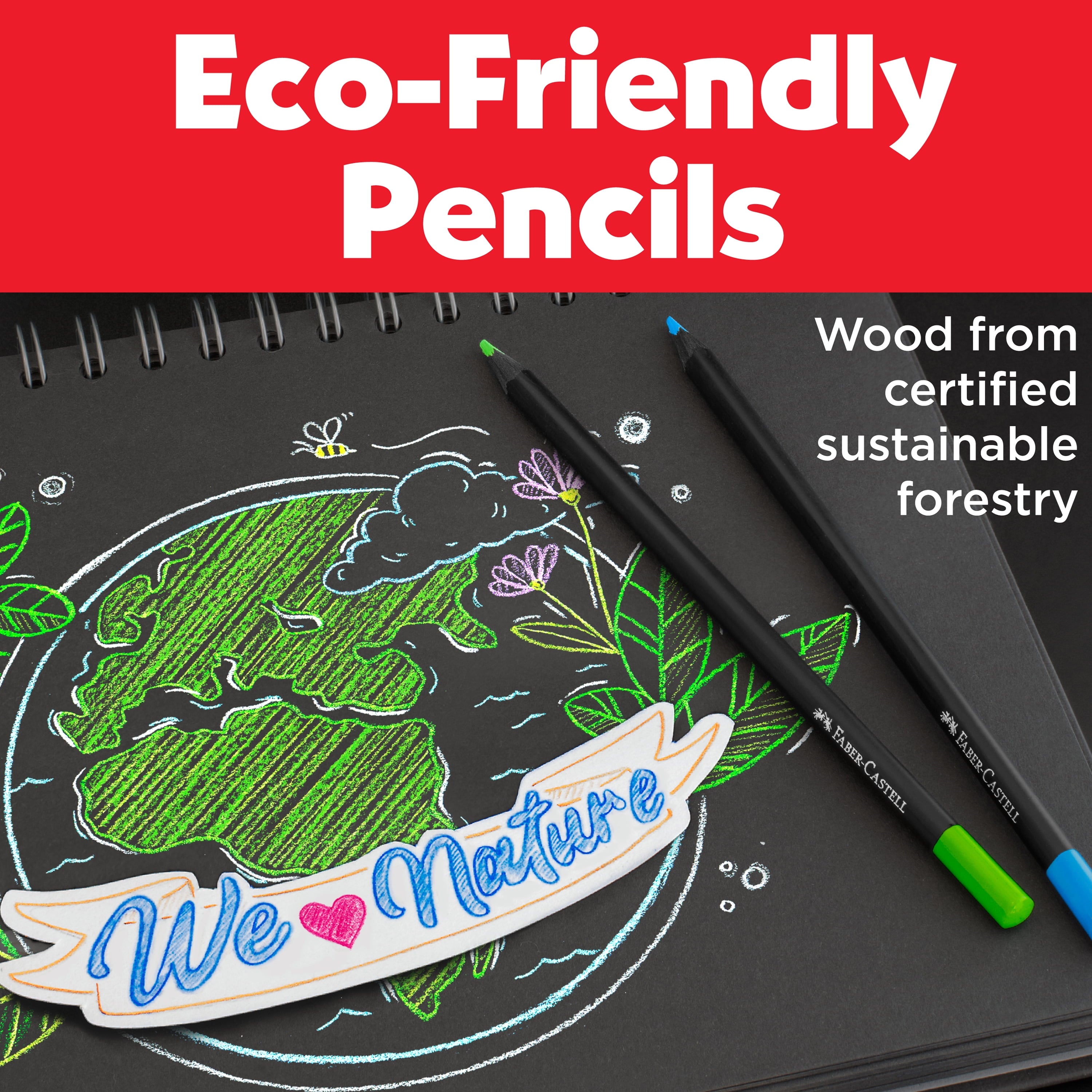 Black Edition Fine Art Colored Pencils: Neon & Pastel, Premium Pigment & Super Soft Core, by Faber-Castell (12 Count)