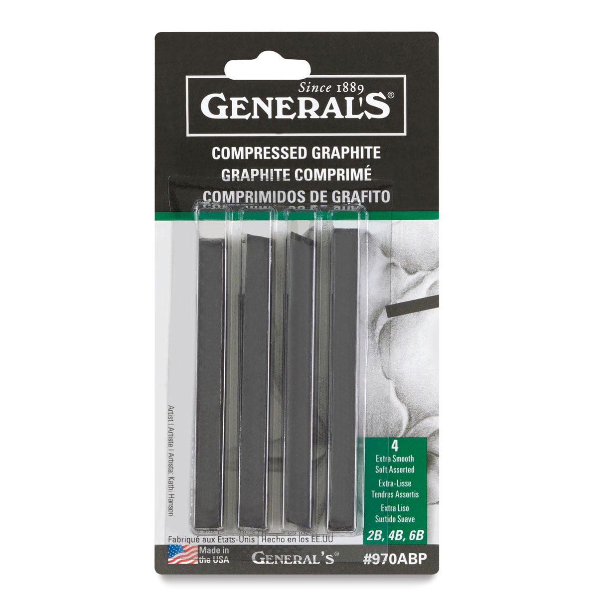 General Pencil Compressed Graphite Stick Set, 4/Pkg.