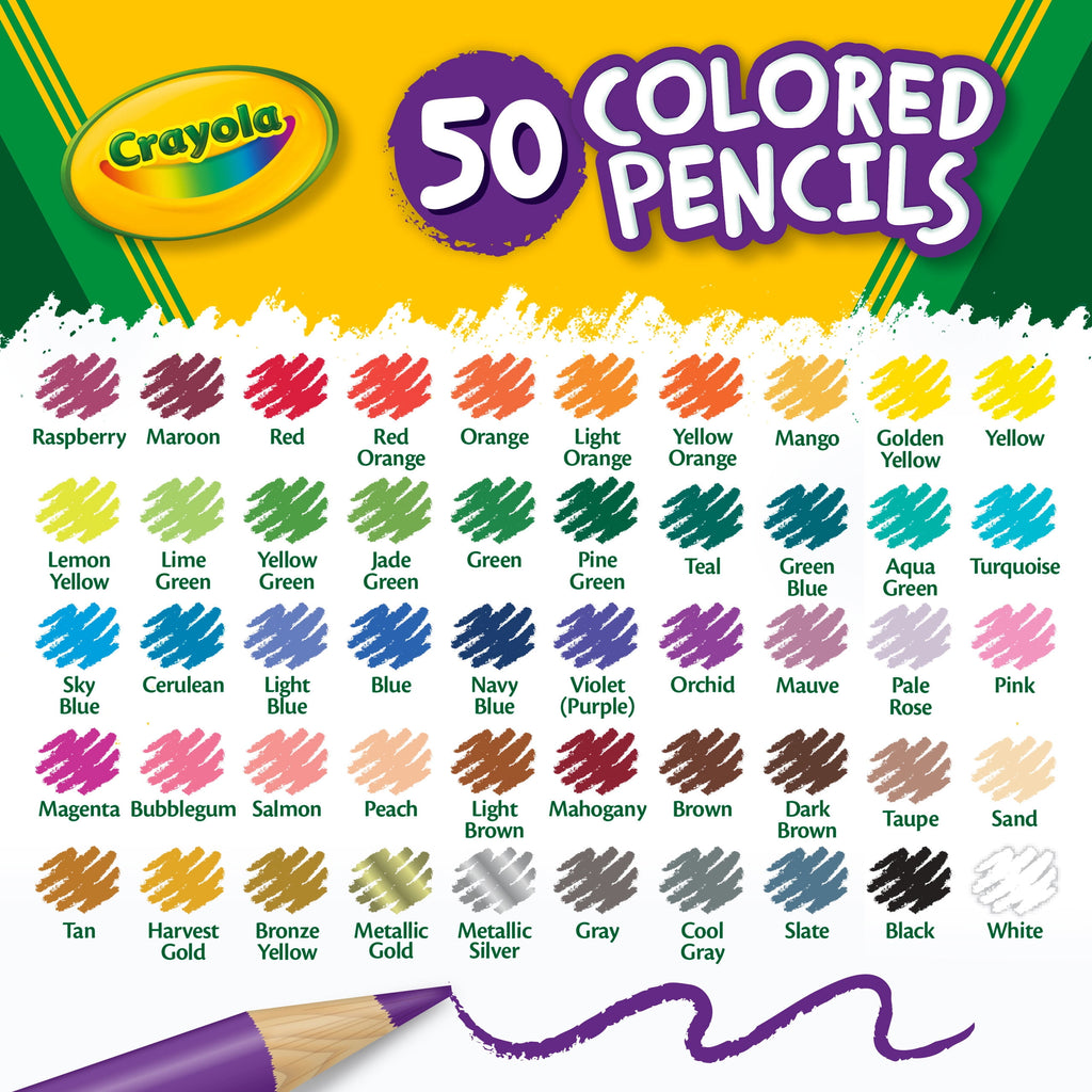 Crayola Colored Pencil Set, 50 Ct, School Supplies, Adult Coloring Pencils, Gift