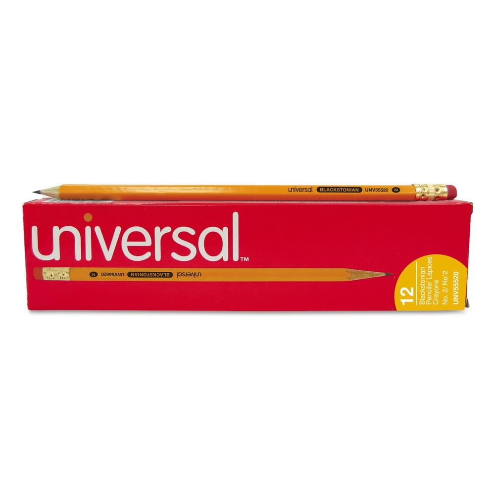 Universal UNV55520 HB (#2) Deluxe Blackstonian Pencil - Black Lead, Yellow Barrel (1 Dozen)