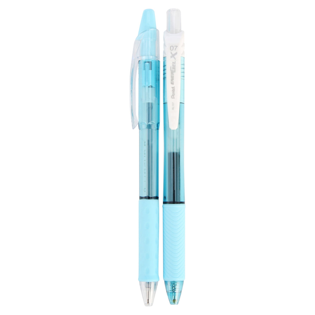 Pentel Color Shades 5-Piece Writing pack – Sky Blue Pens, Mechanical Pencil & Erasers for School or Office