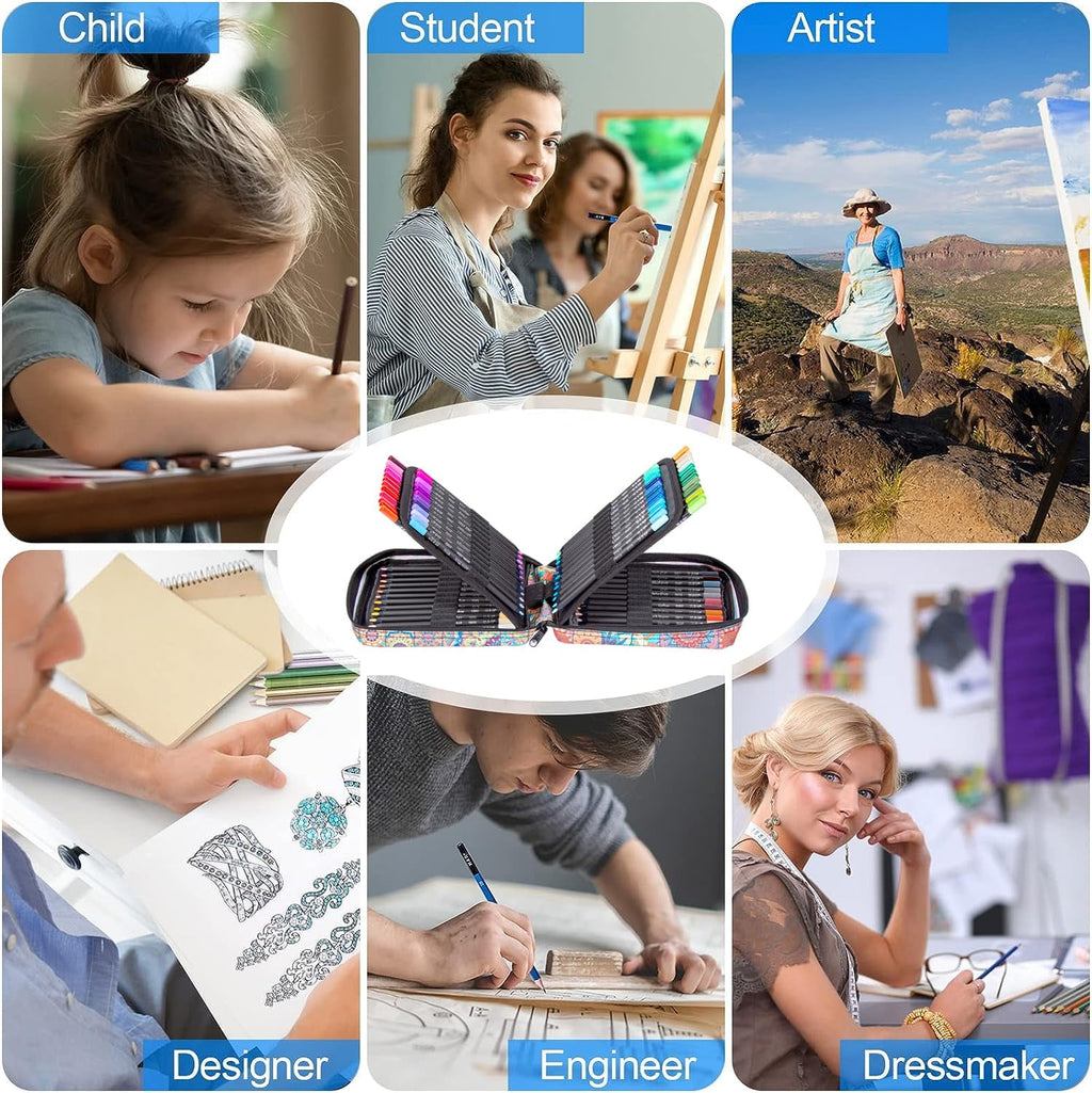 H & B 72 Colouring Pencils with Portable Zipper Bag,Colouring Pencils Set with Adult Colouring Book, Coloured Pencils for Adults,Artists