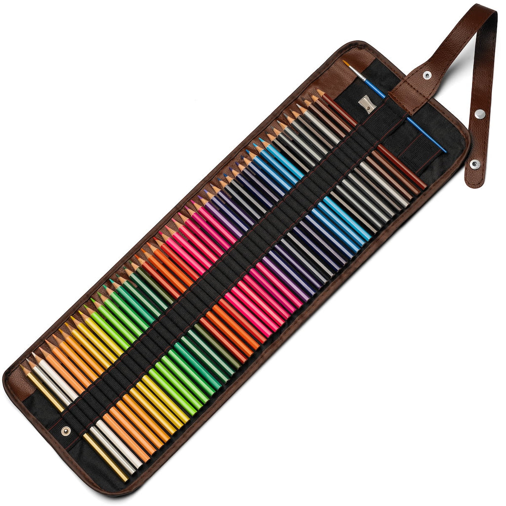 Creatively Calm Studios 48 Color Pencil Set with Canvas Roll-Up Organizer Travel Bag