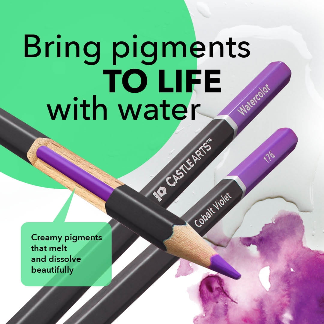 Castle Art Supplies 120 Watercolor Pencils Tin Set for Adult Artists and Professionals