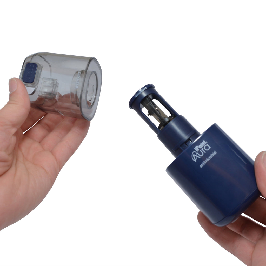 Westcott Aura Battery Pencil Sharpener, Titanium, Anti-Microbial, Office, Blue, 1-Count, New.