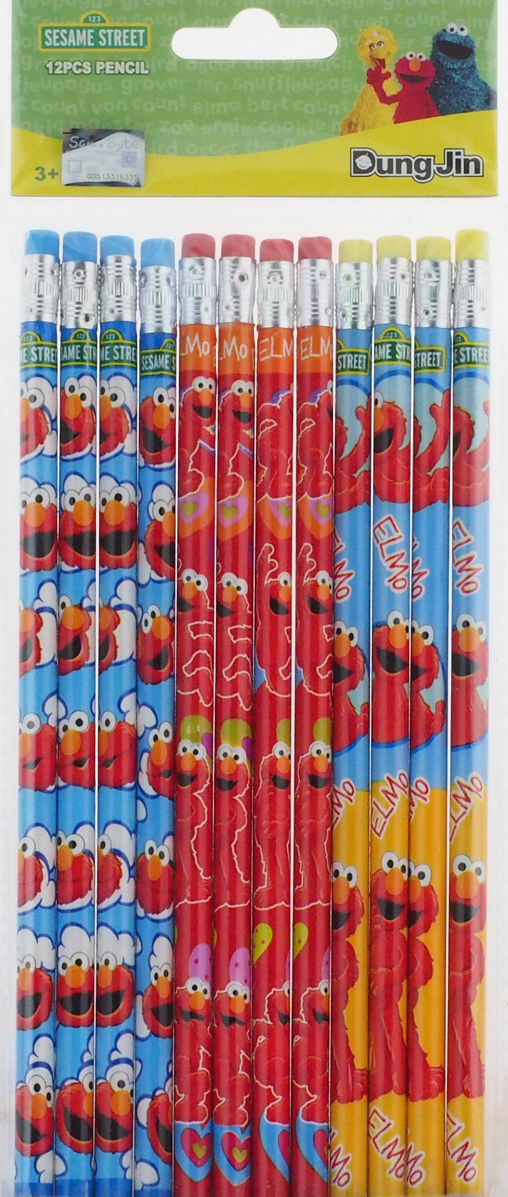 Elmo Sesame Street Character 12 Wood Pencils Pack