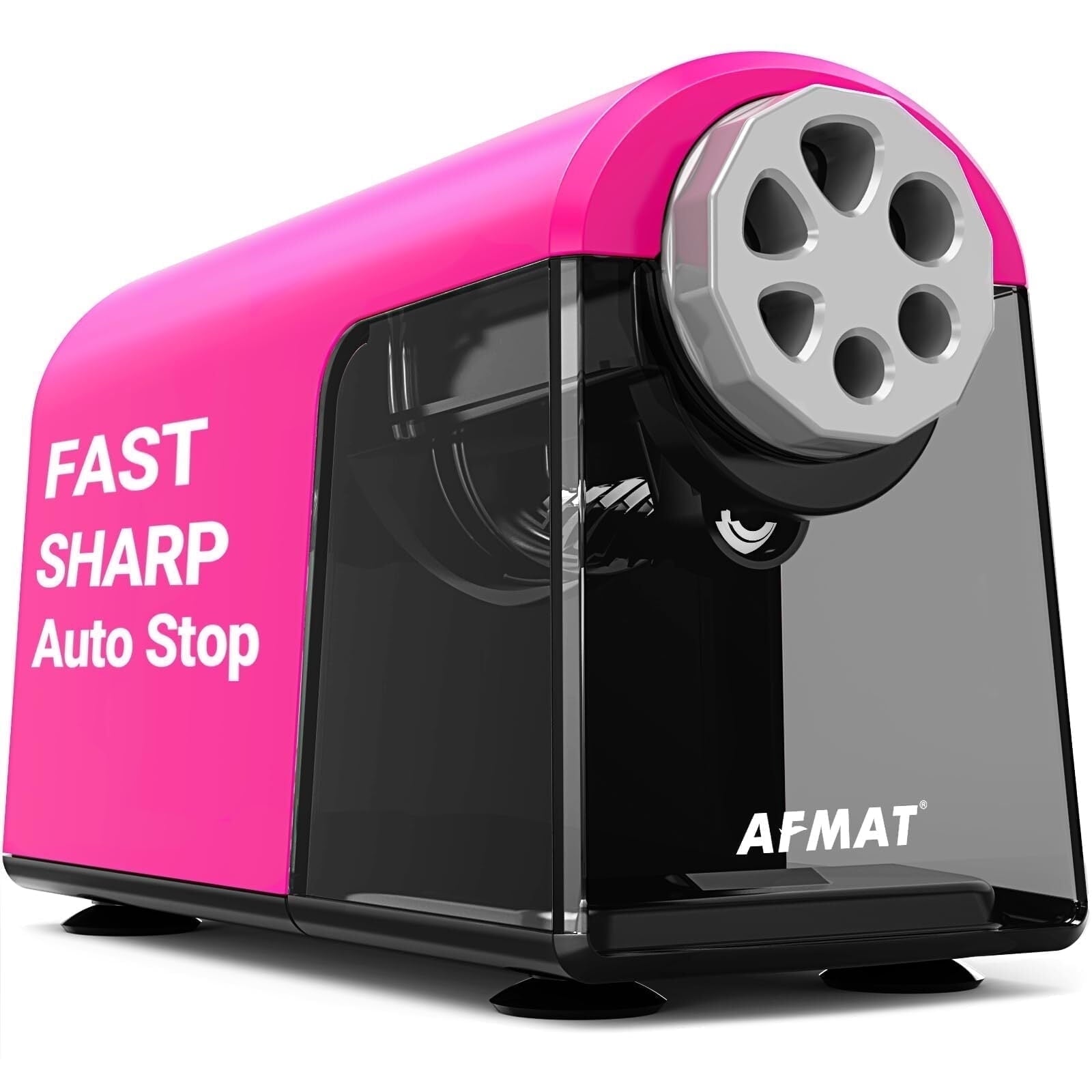 AFMAT Heavy Duty Electric Pencil Sharpener for Classroom,6 Holes, Electric Pencil Sharpeners for Home, Pencil Sharpener Plug in for 6-11mm Pencils,Auto Stop, Super Fast,Never Eat Pencils, New,Black