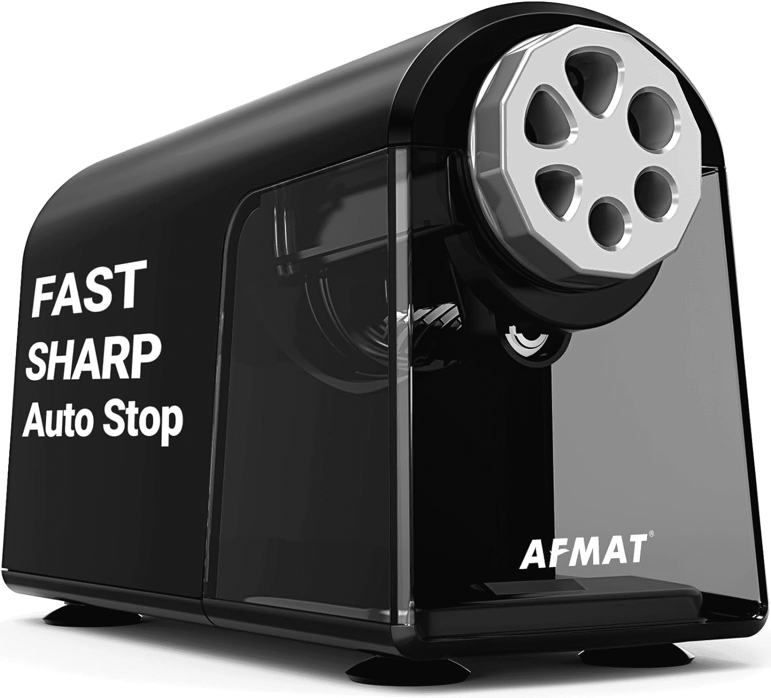 AFMAT Heavy Duty Electric Pencil Sharpener for Classroom,6 Holes, Electric Pencil Sharpeners for Home, Pencil Sharpener Plug in for 6-11mm Pencils,Auto Stop, Super Fast,Never Eat Pencils, New,Black