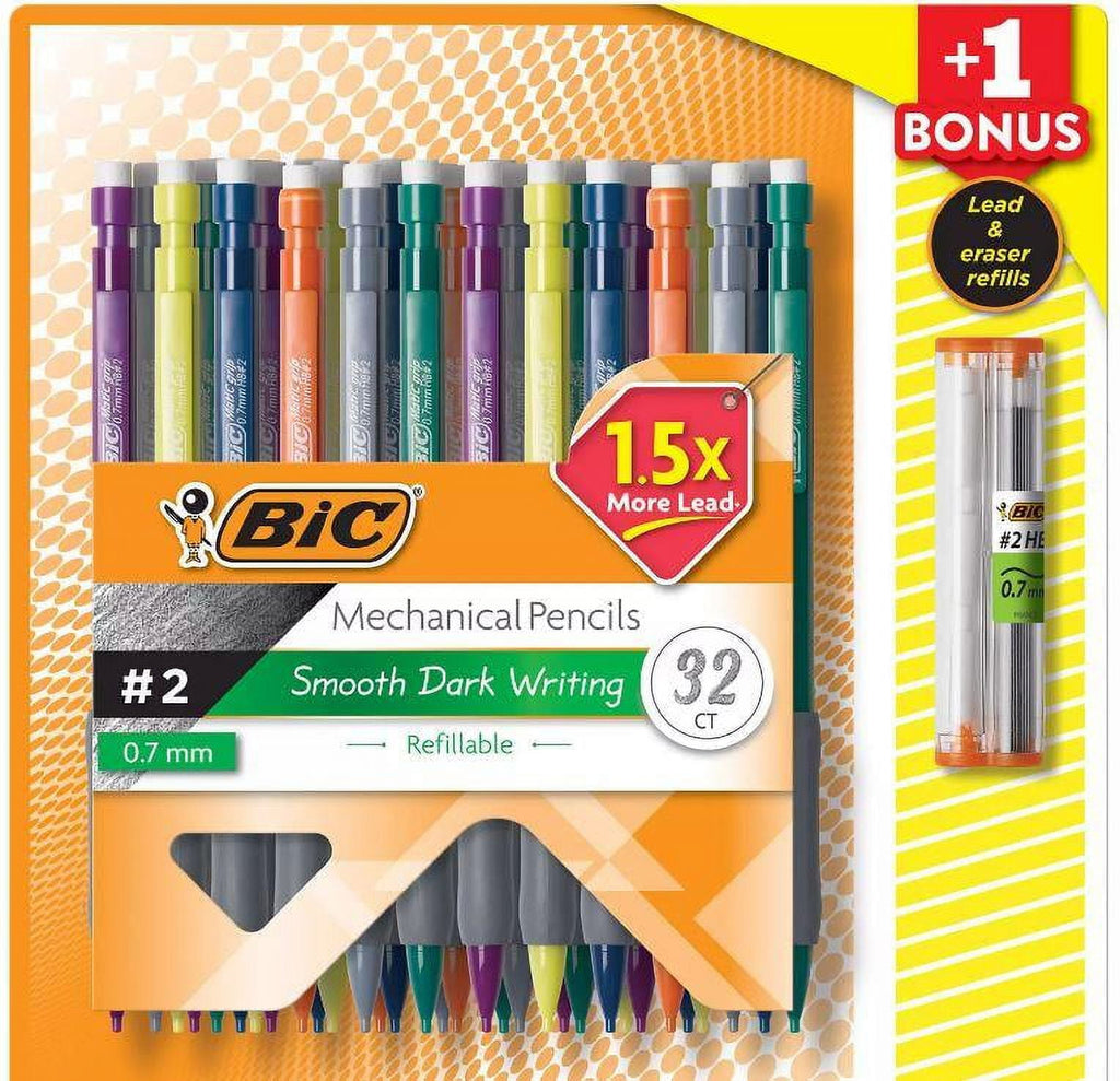BIC Matic Grip Mechanical Pencil, HB #2, 0.7mm - 32 Pencils