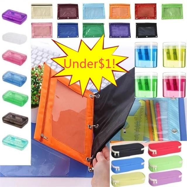 Blukids Pencil Pouch for 3 Ring Binder, Pencil Pouch with Double Pocket, Double Zipper Pencil Pouches,Pencil Bag with Mesh Window Pencil Pouches,Binder Pencil Pouch for Office Products Pen Bag(Red)