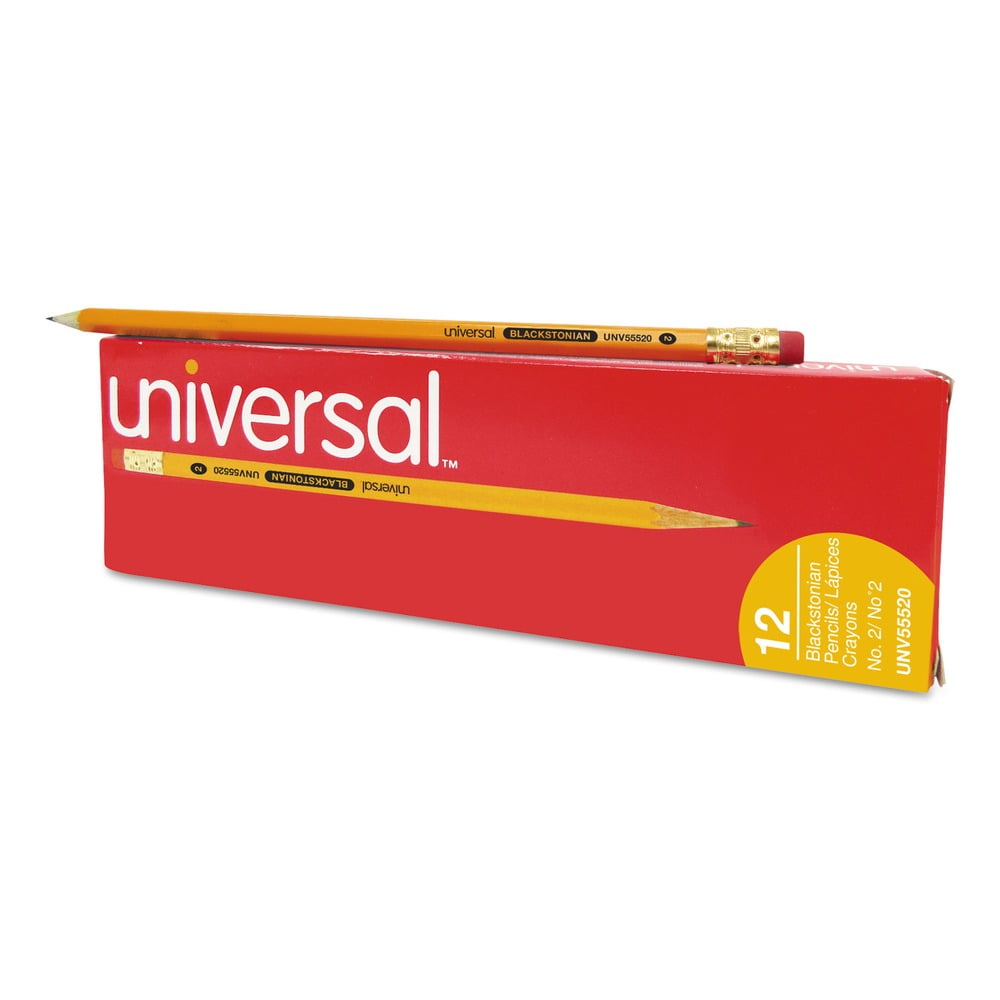 Universal UNV55520 HB (#2) Deluxe Blackstonian Pencil - Black Lead, Yellow Barrel (1 Dozen)