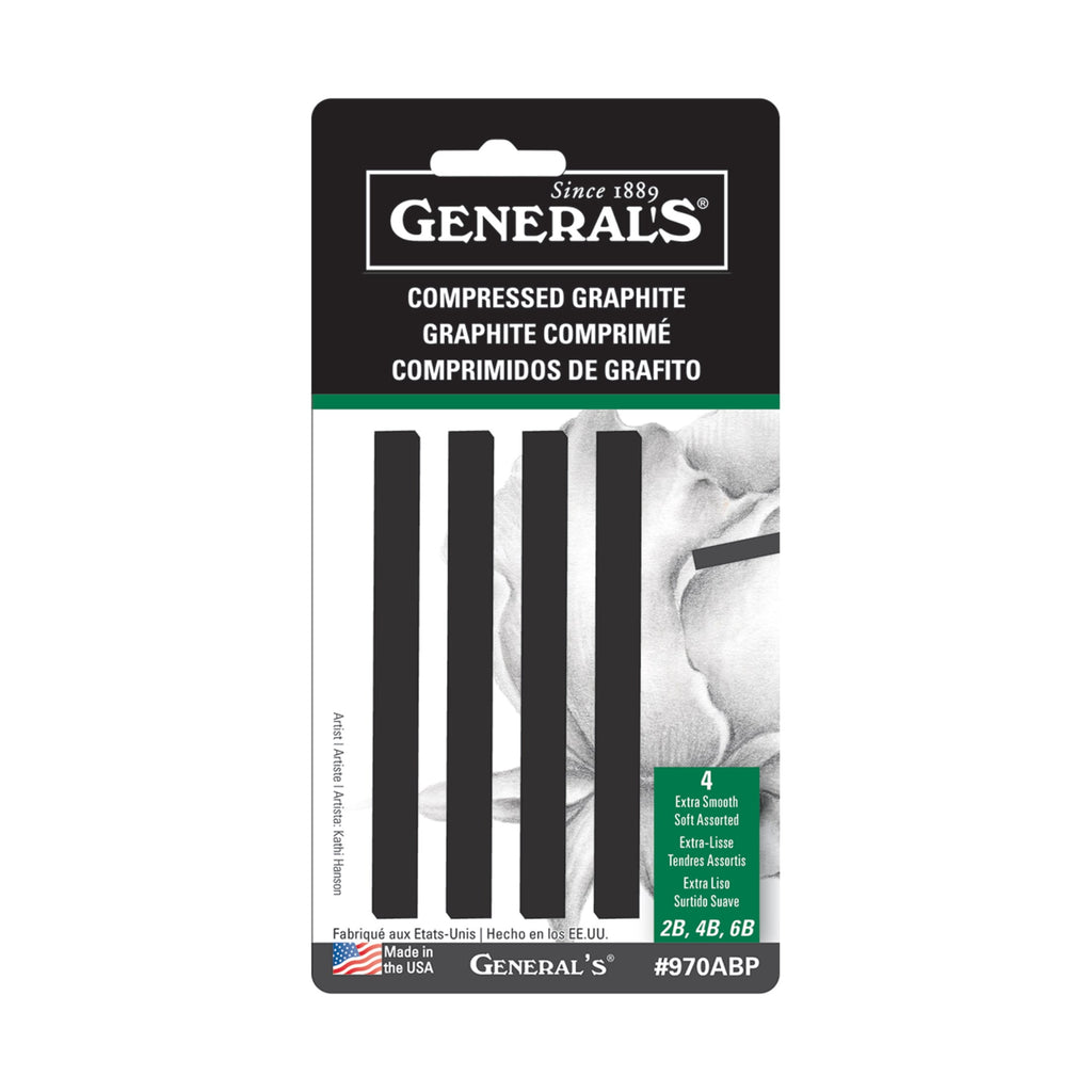 General Pencil Compressed Graphite Stick Set, 4/Pkg.