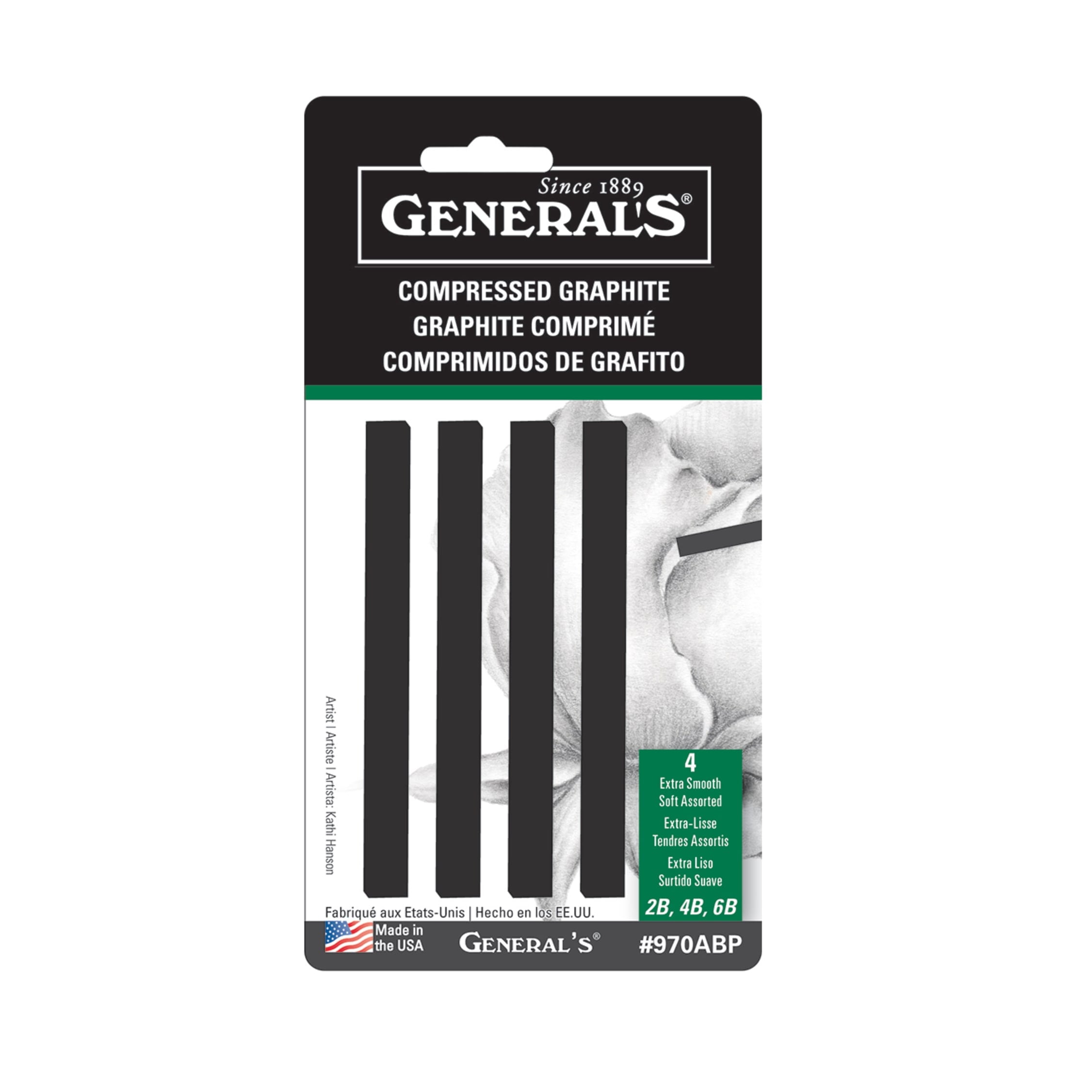 General Pencil Compressed Graphite Stick Set, 4/Pkg.