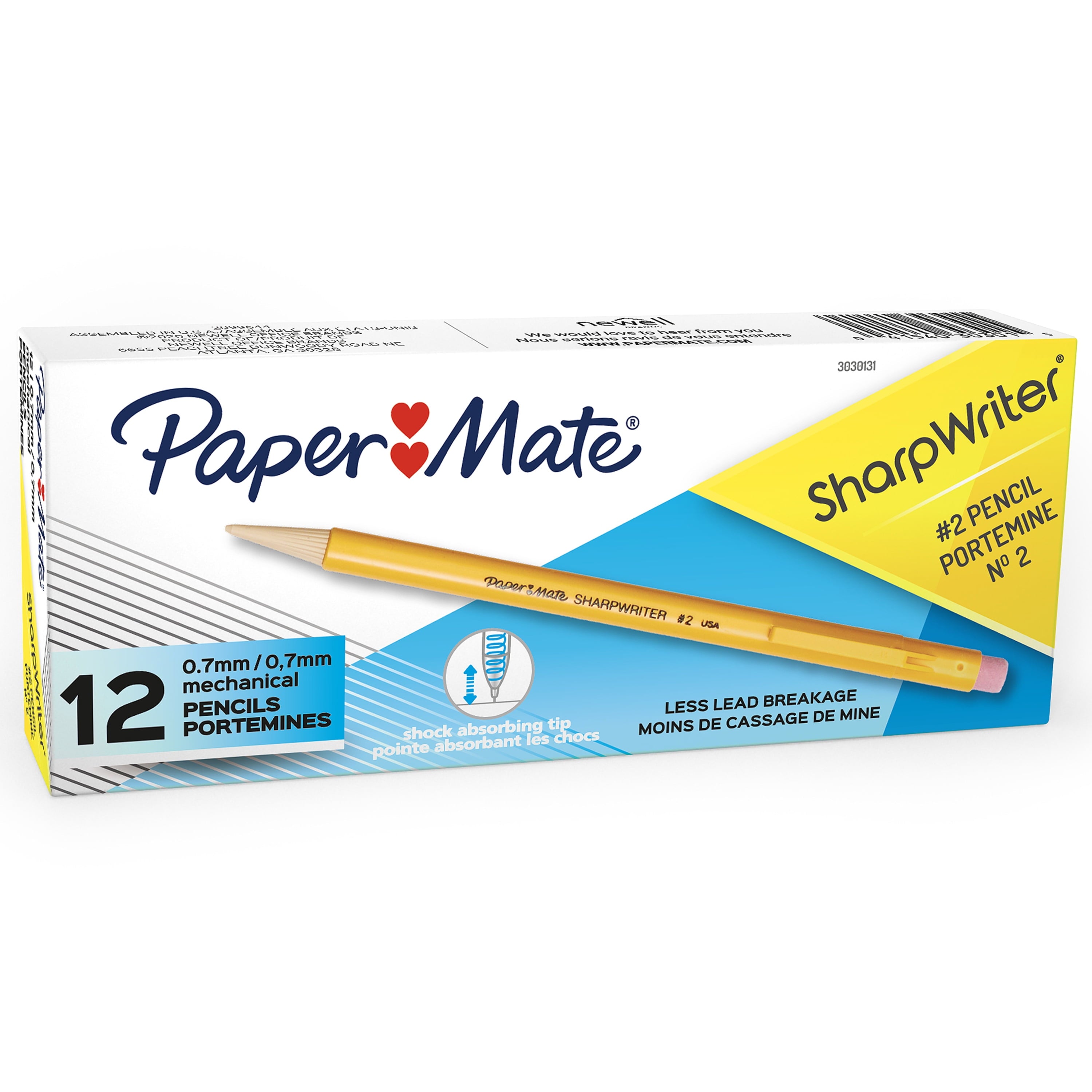 Paper Mate SharpWriter Mechanical Pencils, 0.7mm, HB #2, Yellow, 12 Count