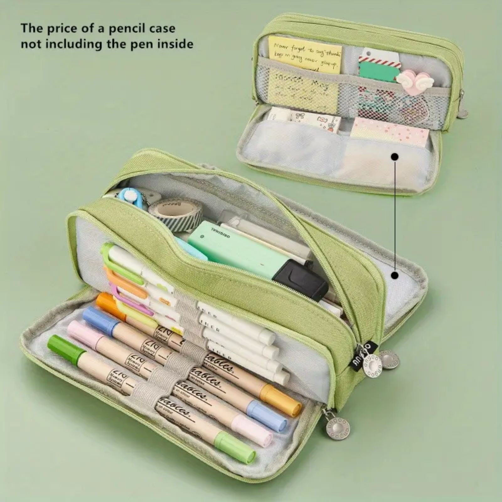 Blukids Pencil Pouch for 3 Ring Binder, Pencil Pouch with Double Pocket, Double Zipper Pencil Pouches,Pencil Bag with Mesh Window Pencil Pouches,Binder Pencil Pouch for Office Products Pen Bag(Red)