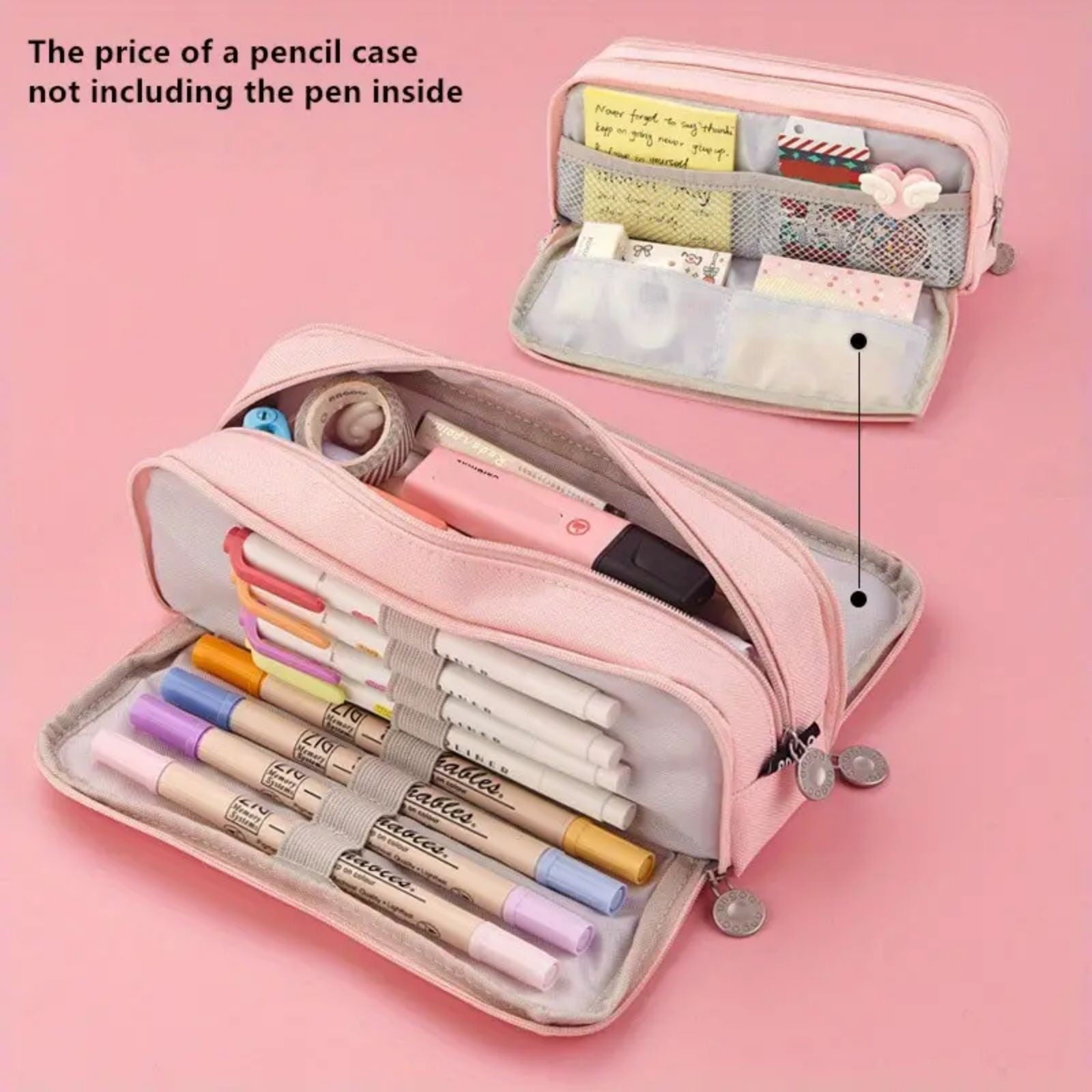 Blukids Pencil Pouch for 3 Ring Binder, Pencil Pouch with Double Pocket, Double Zipper Pencil Pouches,Pencil Bag with Mesh Window Pencil Pouches,Binder Pencil Pouch for Office Products Pen Bag(Red)