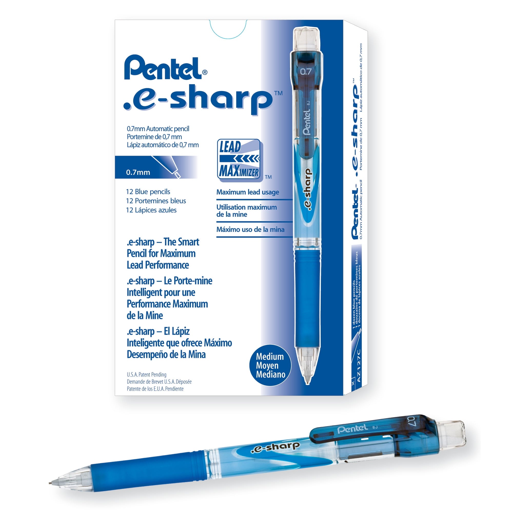 Pentel® e-Sharp™ Mechanical Pencil, 0.7 mm, 72% Recycled, Blue, Pack Of 12