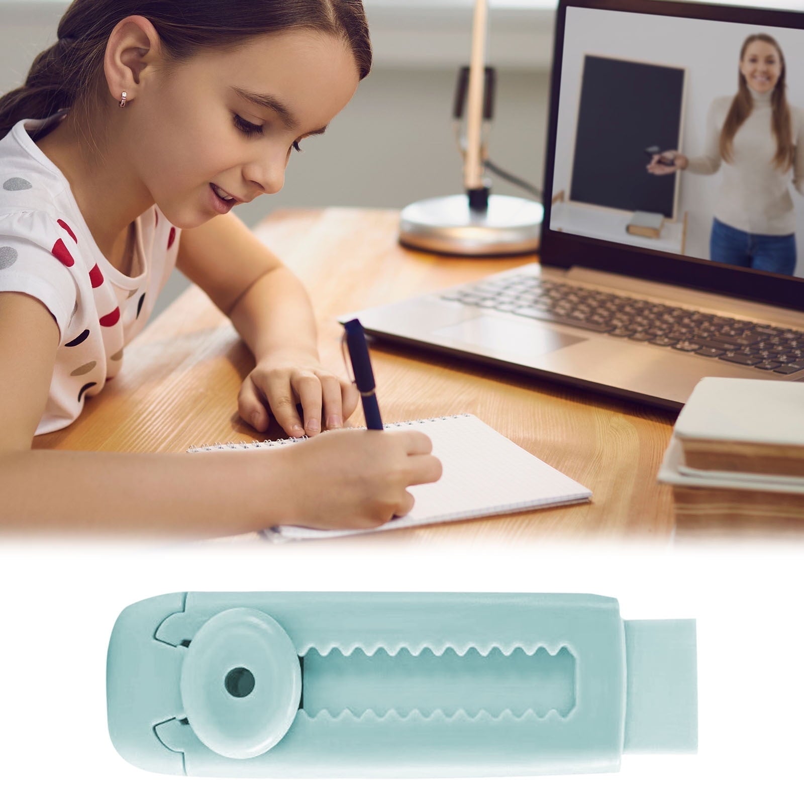 3-Ring Binder Zipper Pouch: Dual-Compartment Clear Window Pencil Case for Pens Cosmetics - 10" x 7.5" Office Travel Organizer(Blue)