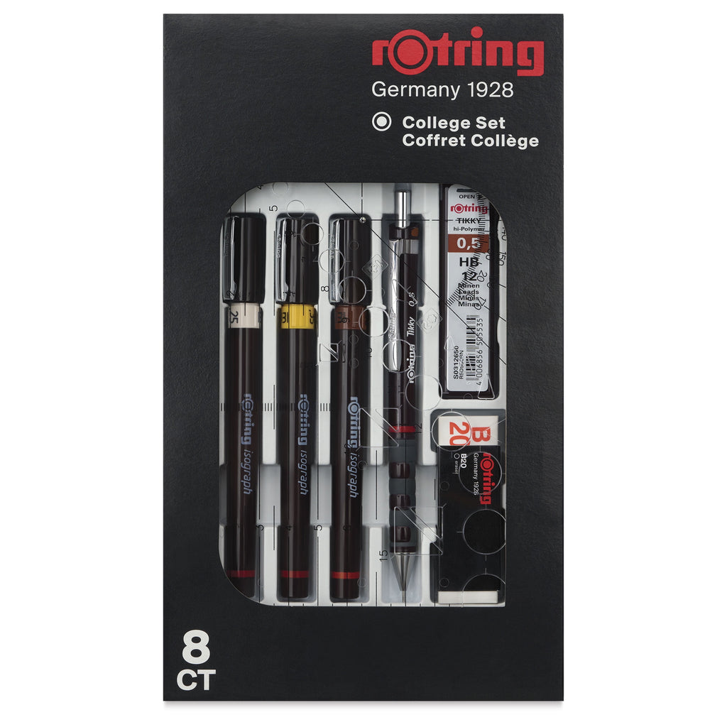 Rotring Isograph Technical Pen College Set - 0.25mm, 0.35mm, 0.5mm, Set of 3