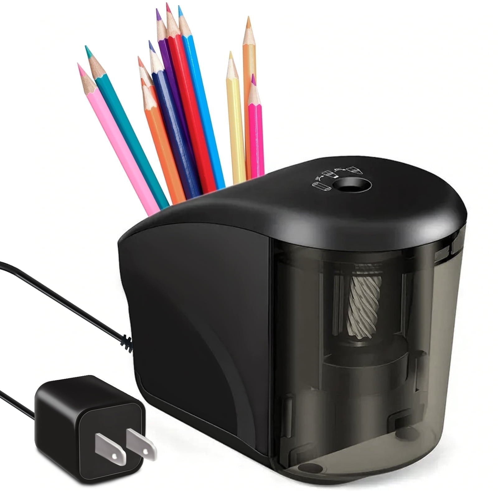 AGCAN Electric Pencil Sharpener with Helical Blade for 6-8mm Standard/Colored Pencils, Electric Pencil Sharpeners Plug in with Adapter for Office, Home