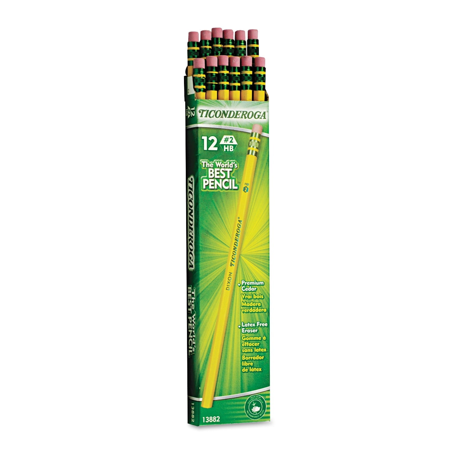 Dixon Ticonderoga Woodcase Pencil, #2 HB, Yellow, 12-Count