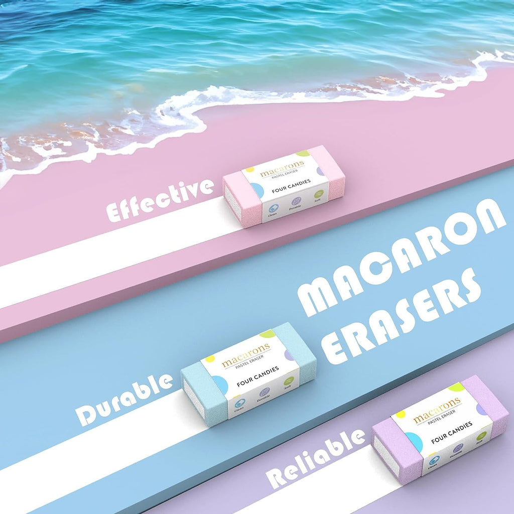 Four Candies Pastel Mechanical Pencil Set for Drawing & Writing,6PCS 0.5mm&0.7mm Mechanical Pencils with 360PCS HB Lead Refills, 3PCS Erasers and 9PCS Eraser Refills