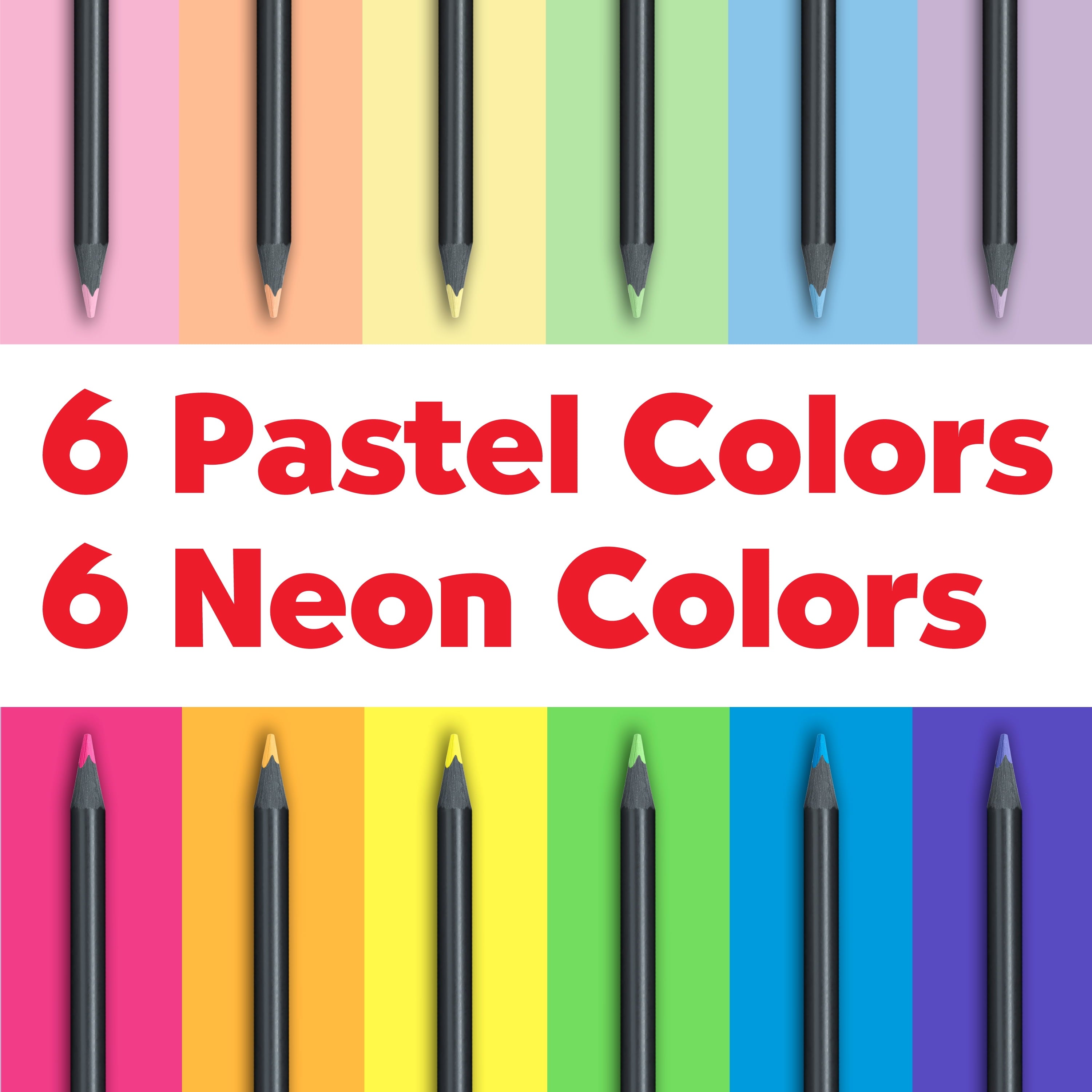 Black Edition Fine Art Colored Pencils: Neon & Pastel, Premium Pigment & Super Soft Core, by Faber-Castell (12 Count)