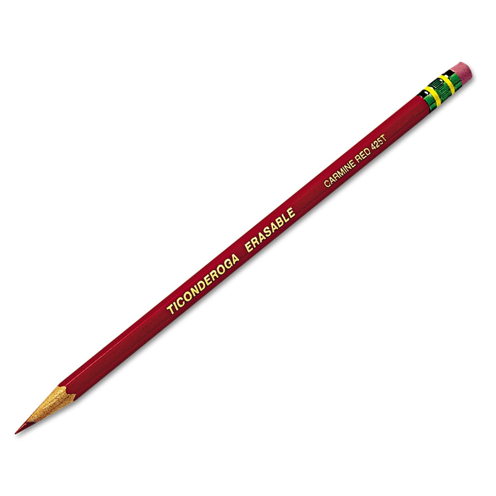 Dixon Ticonderoga Eraseable Red Checking Pencils, 12 Pack