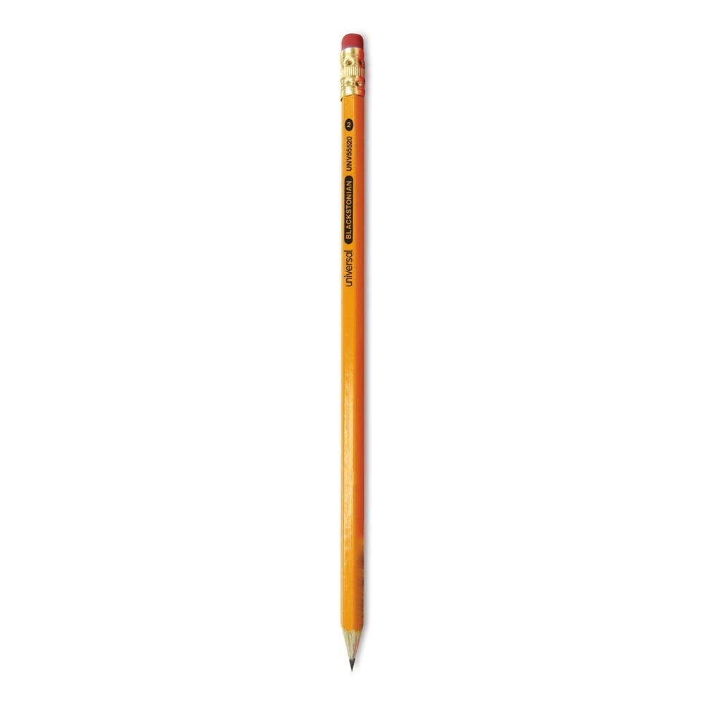 Universal UNV55520 HB (#2) Deluxe Blackstonian Pencil - Black Lead, Yellow Barrel (1 Dozen)