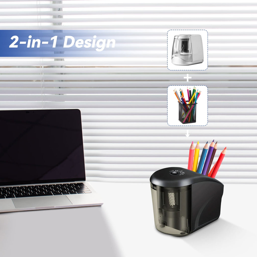 AGCAN Electric Pencil Sharpener with Helical Blade for 6-8mm Standard/Colored Pencils, Electric Pencil Sharpeners Plug in with Adapter for Office, Home