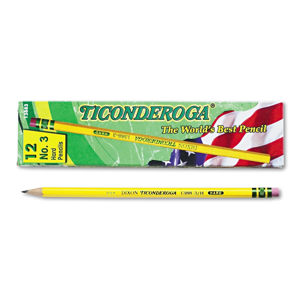Ticonderoga Original Lead-Free Latex-Free Non-Toxic Graphite Pencil, No 3 Medium Hard Tip, Yellow, Pack of 12