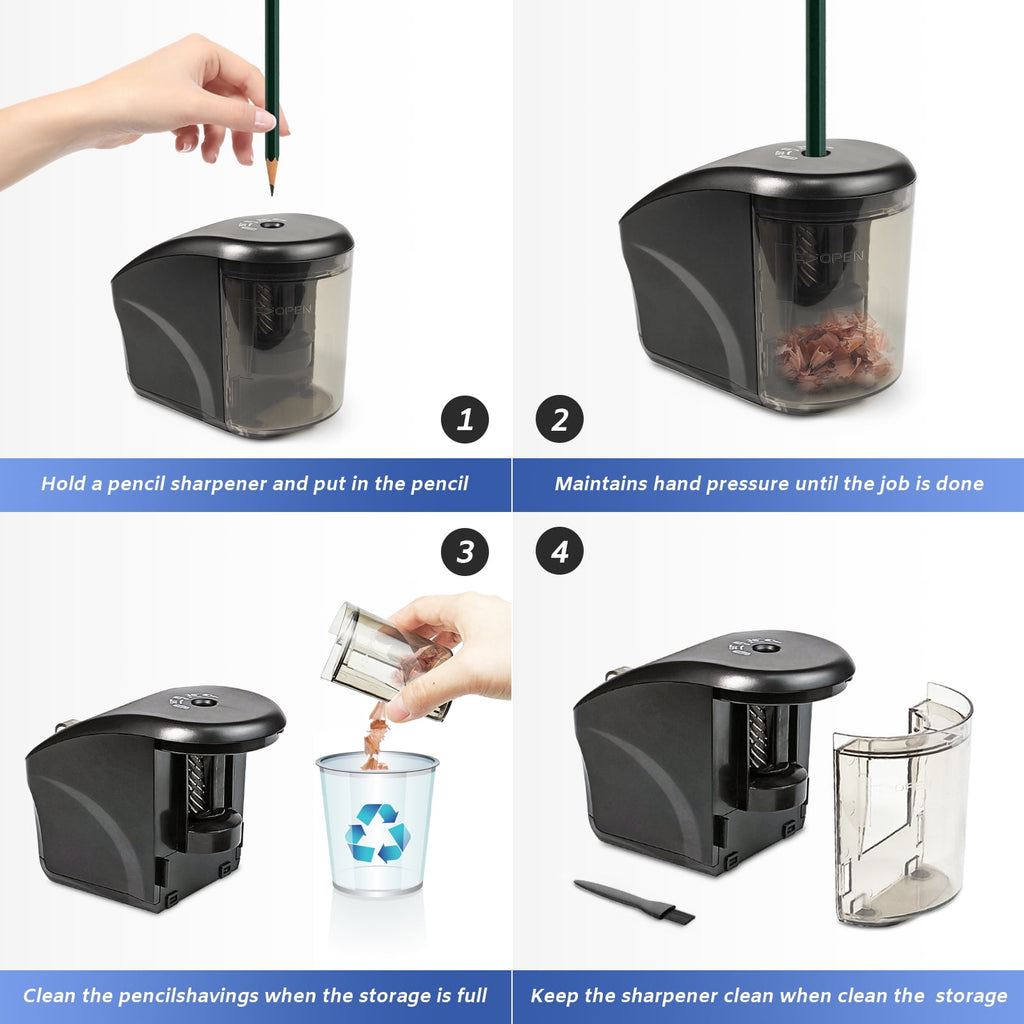 AGCAN Electric Pencil Sharpener with Helical Blade for 6-8mm Standard/Colored Pencils, Electric Pencil Sharpeners Plug in with Adapter for Office, Home