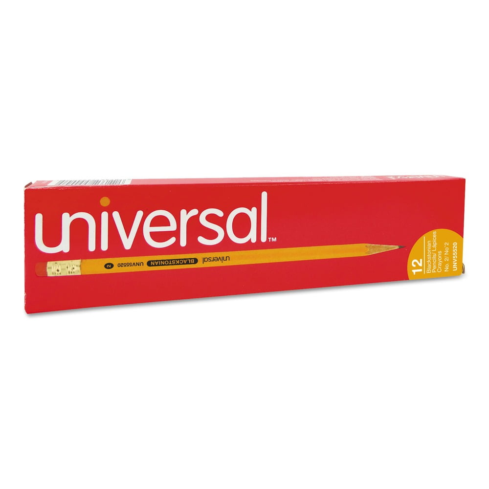 Universal UNV55520 HB (#2) Deluxe Blackstonian Pencil - Black Lead, Yellow Barrel (1 Dozen)
