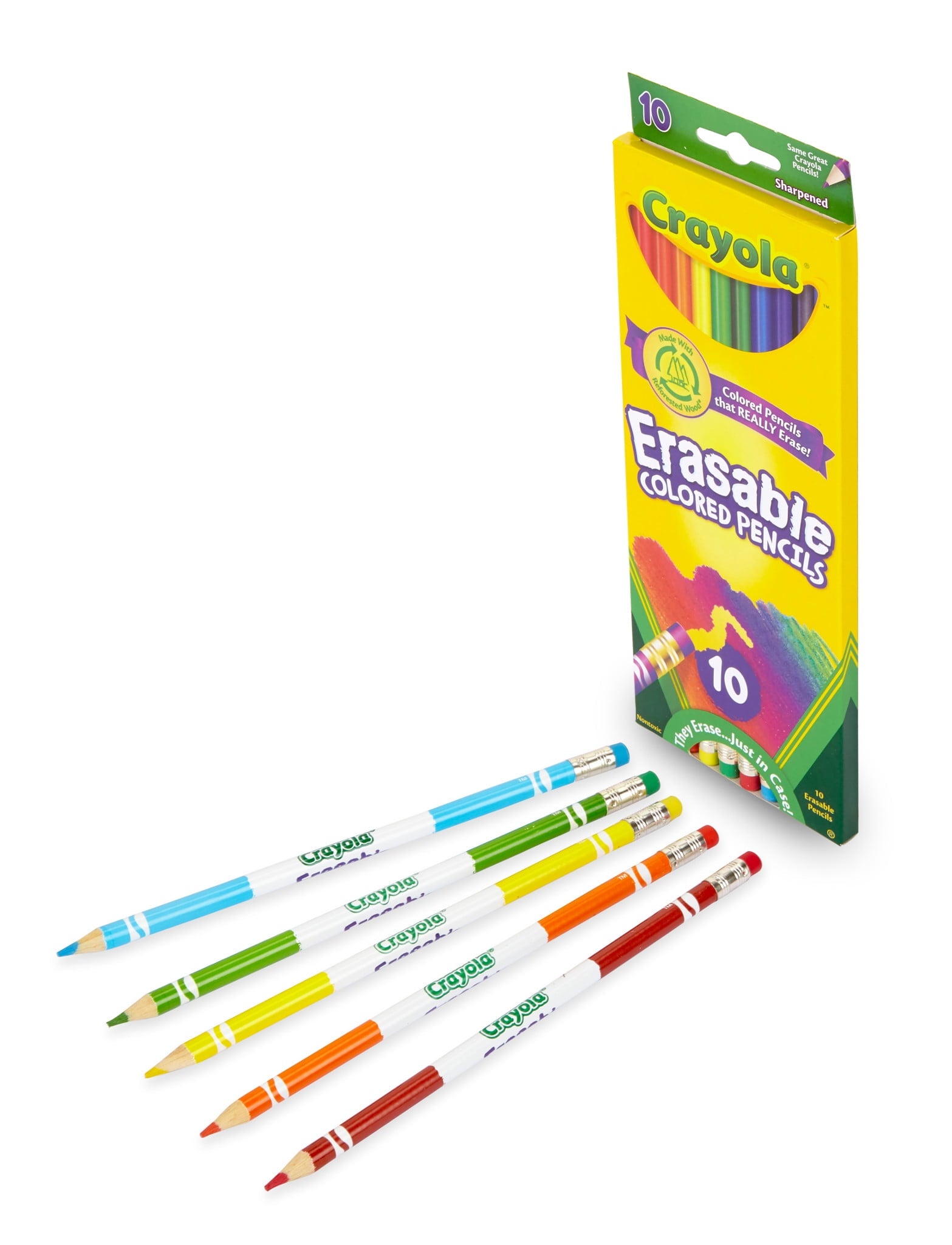 Crayola Erasable Colored Pencils, Great for Coloring Books, 10 Count