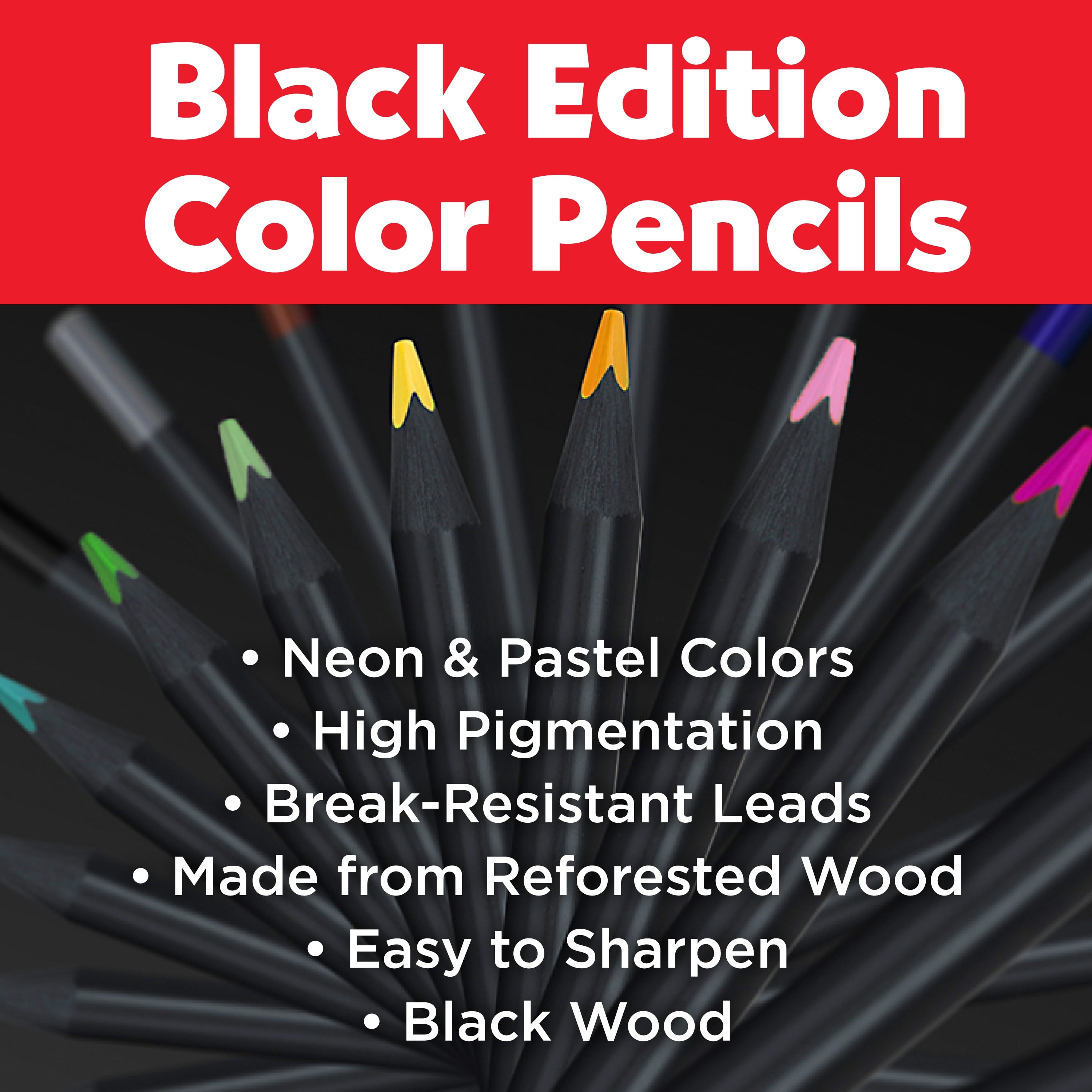 Black Edition Fine Art Colored Pencils: Neon & Pastel, Premium Pigment & Super Soft Core, by Faber-Castell (12 Count)
