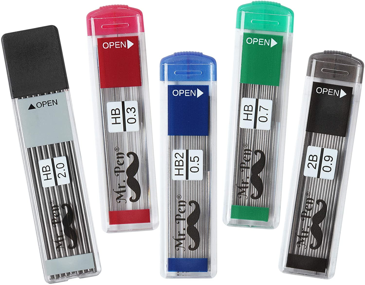 Mr. Pen Mechanical Pencil Set with Eraser Refills, 0.3mm, 0.5mm, 0.7mm, 0.9mm and 2mm, 5 Count